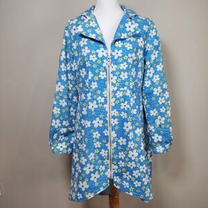 Handmade Floral Coat Womens Medium Gingham Daisies Cottagecore Farmhouse Vintage